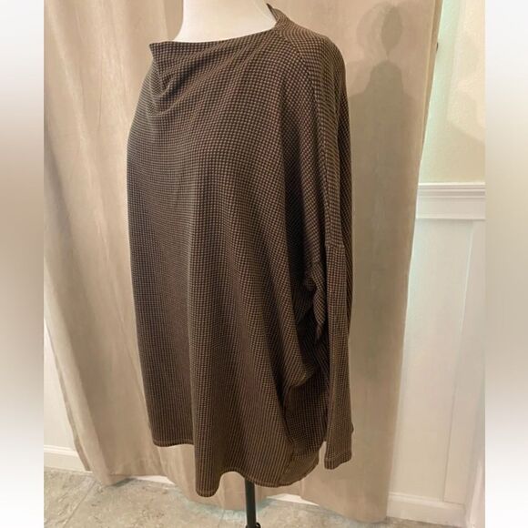 Bryn Walker Dimitri Houndstooth French Terry Tunic Sweater, 1X - Picture 3 of 7